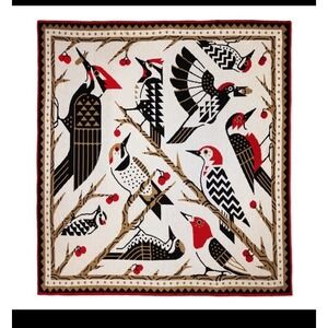 Bird Collective Woodpeckers Of North America Knit Blanket / Throw  60"x 60"
